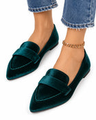 Women's Low-Cut Ballet Flats - Dark Green