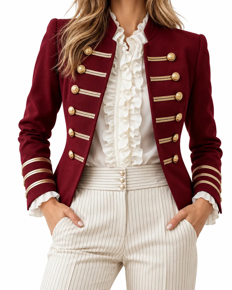 Blazer Femme Style Officier à Boutons Dorés Veste de Bureau Automne - photo produit 1