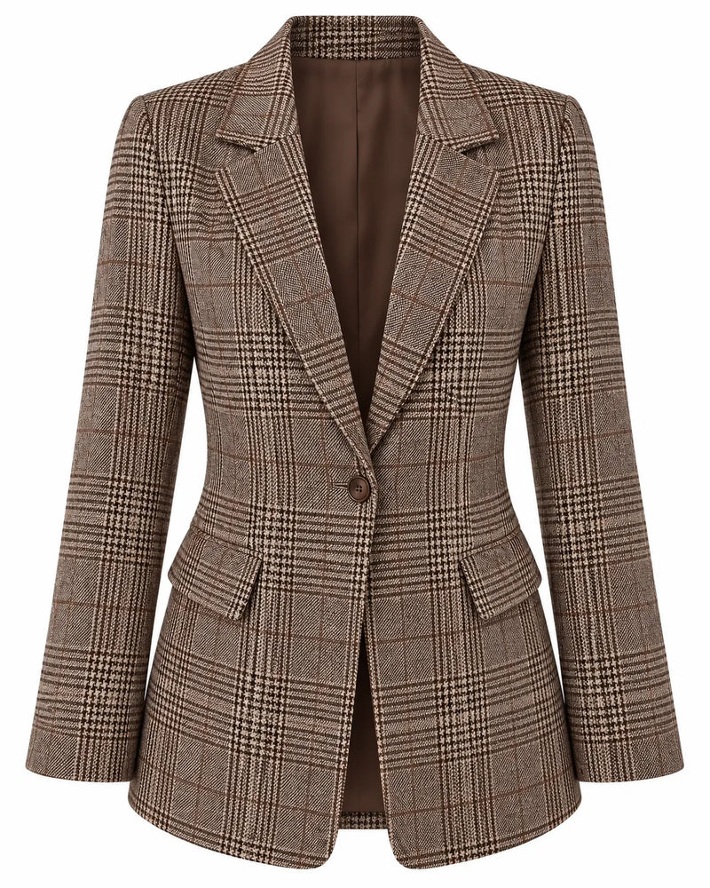 Blazer Femme Tartan Veste Tailleur à Carreaux