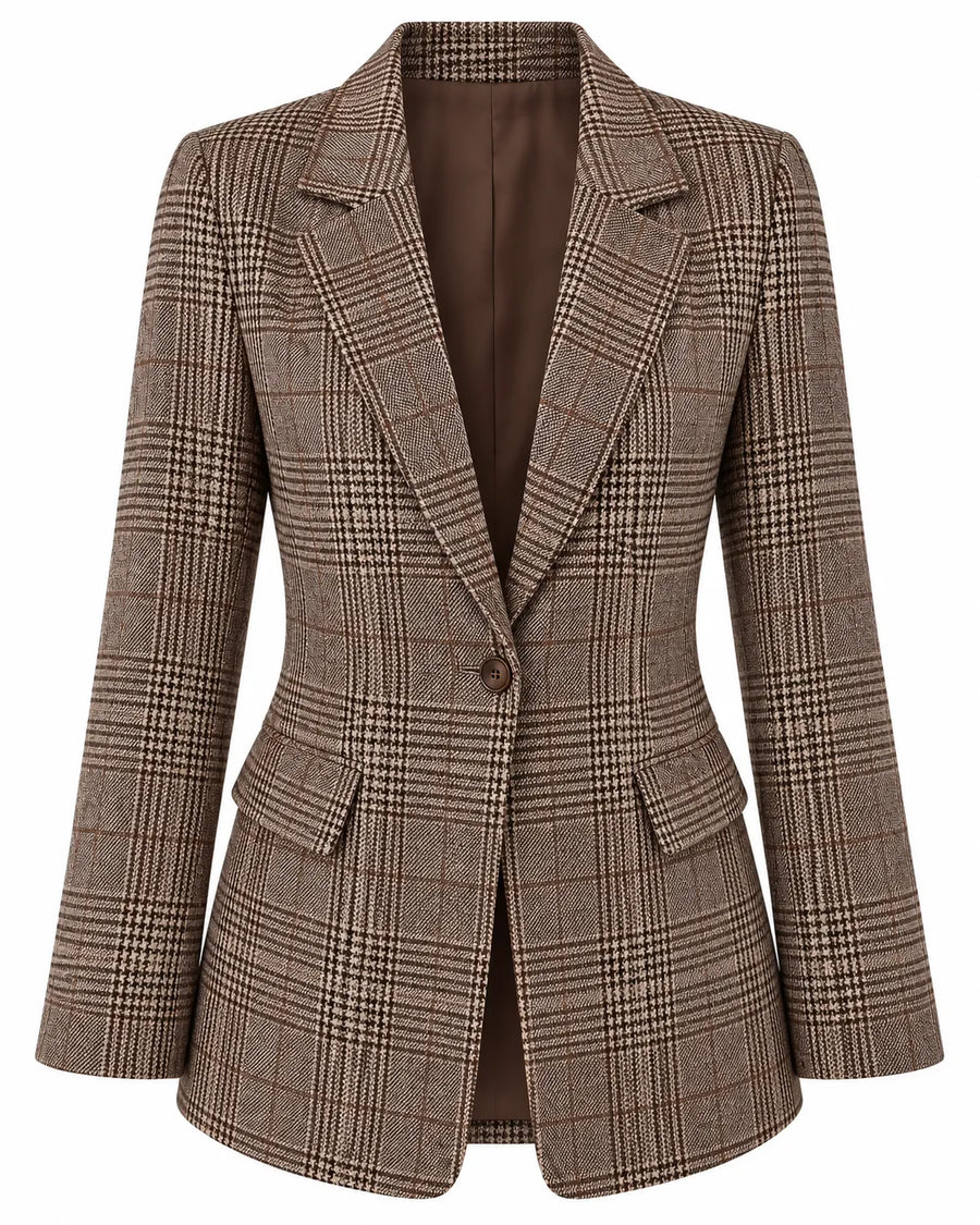 Blazer Femme Tartan Veste Tailleur à Carreaux