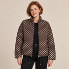 Women's Bomber Jacket – Polka Dot Print Oversized Cropped Zip-Up - Brown