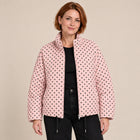 Women's Bomber Jacket – Polka Dot Print Oversized Cropped Zip-Up - Pink