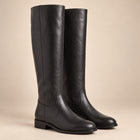 Women's Flat Riding Boots – Soft Faux Leather Pull-On - Black