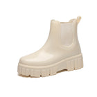 Women's Leather Mid-Calf Chelsea Boots - Beige
