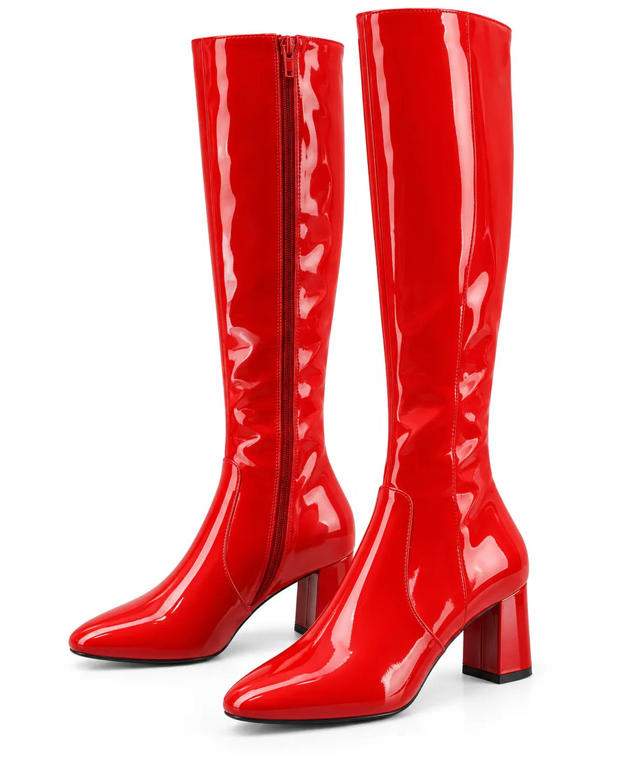 Bottes Femme Cuir Vernis Talon Carré Soirée – vue produit 4
