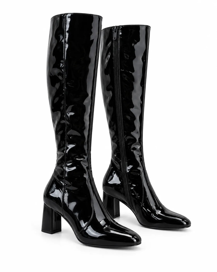 Bottes Femme Cuir Vernis Talon Carré Soirée – vue produit 5