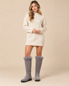 Women's Fur-Lined Boots – Faux Suede Zip-Up Mid-Calf Wedge - Grey
