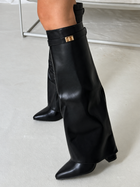 Women's Suede Knee-High Boots – 10 cm Heel - Black Leather