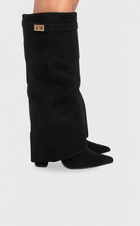 Women's Suede Knee-High Boots – 10 cm Heel - Black Suede