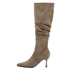 Women's Suede-Effect Heeled Knee-High Boots – Light & Dark Brown - Light Brown