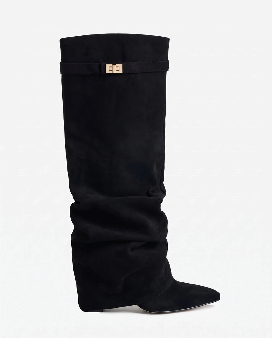 Bottes Hautes Femme Noir - vue de profil studio