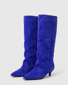 Women's Soft Boots – Wide Faux Suede Shaft Small Heel - Royal Blue