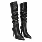 Women's High-Heeled Knee-High Boots - Black