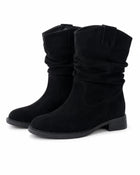Women's Suede-Effect Western Ankle Boots - Black
