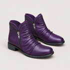 Women's Faux Leather Comfort Ankle Boots - Purple