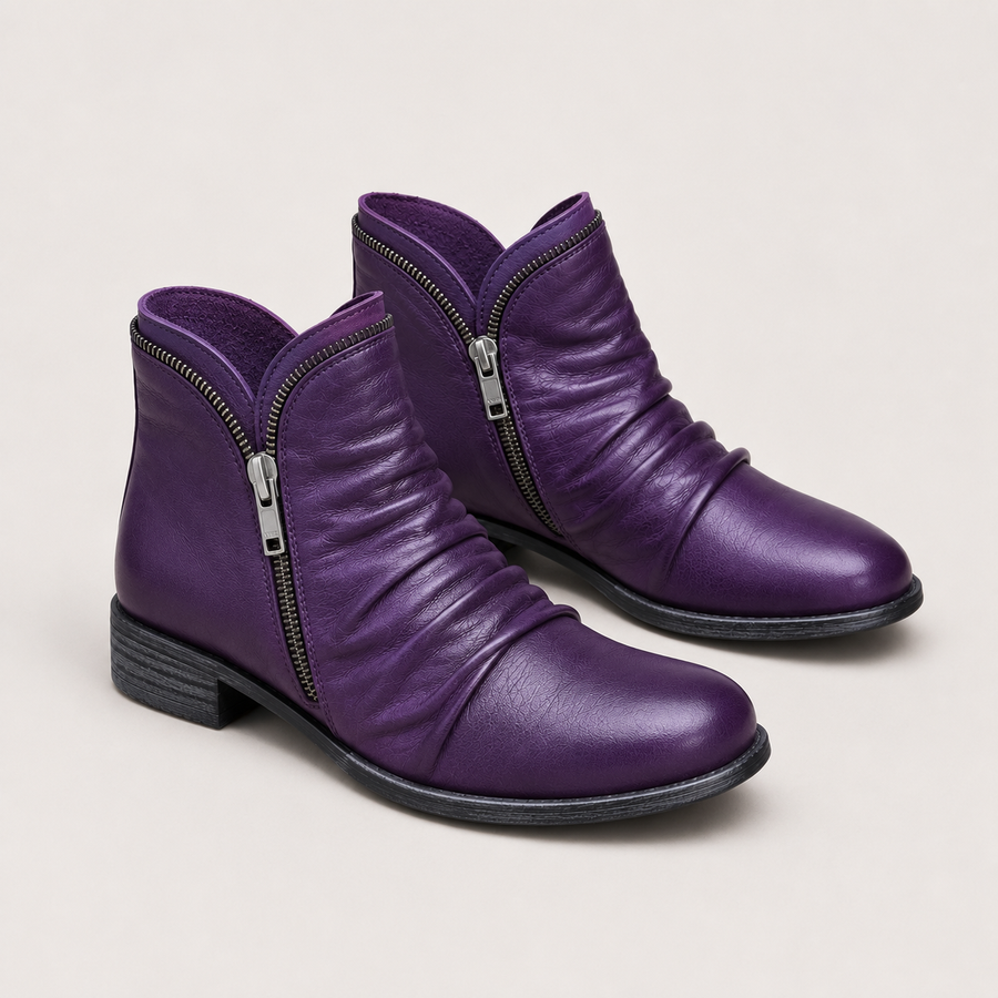 Bottines en similicuir femme confortables - gros plan matière