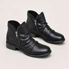 Women's Faux Leather Comfort Ankle Boots - Black