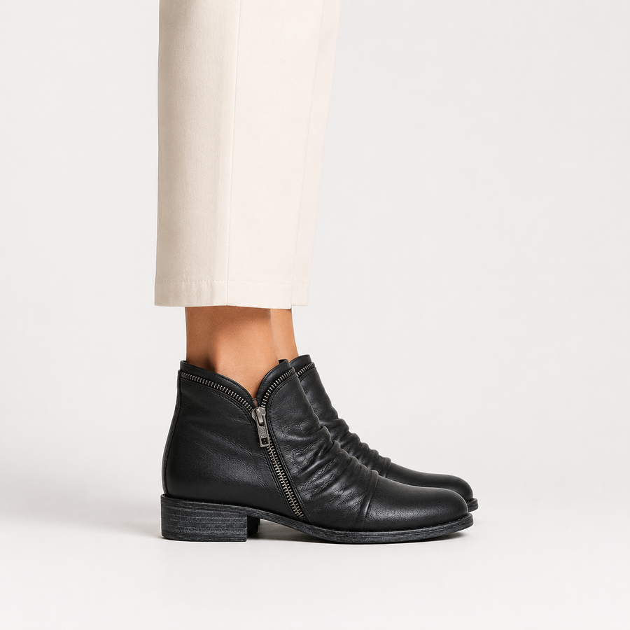 Bottines en similicuir femme confortables - vue portée