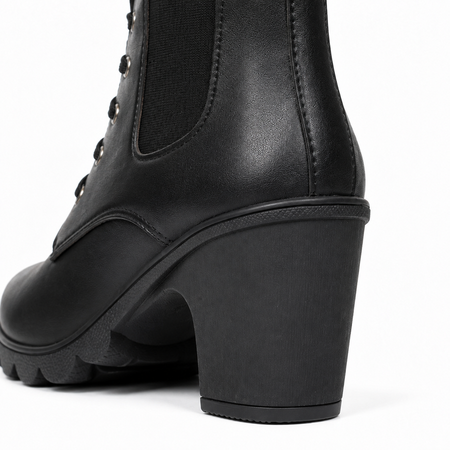 Bottines en similicuir à lacet - gros plan matière