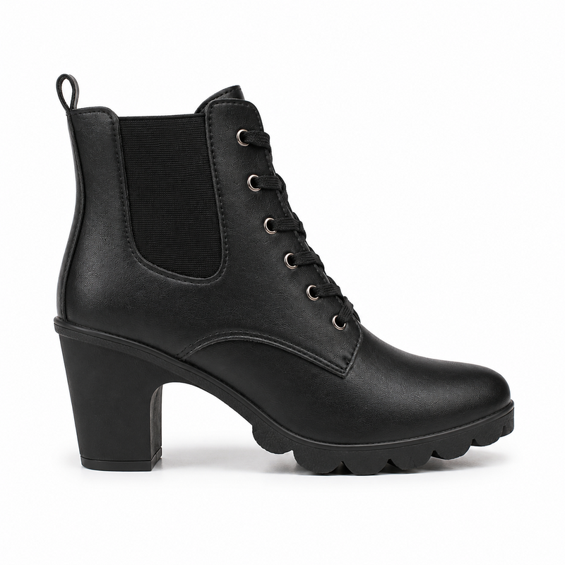Bottines en similicuir à lacet - vue face
