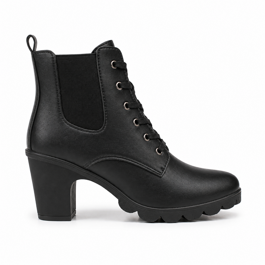 Bottines en similicuir à lacet - vue face