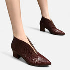 Women's Faux Leather Ankle Boots - Burgundy