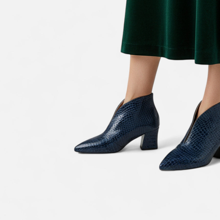 Bottines en similicuir femme automne - vue portée