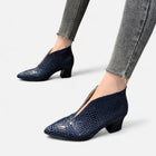 Women's Faux Leather Ankle Boots - Dark Blue