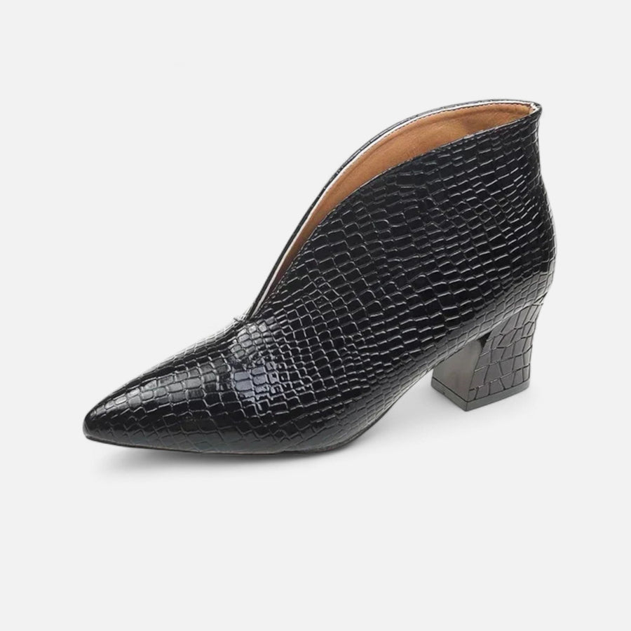 Bottines en similicuir femme automne - gros plan matière