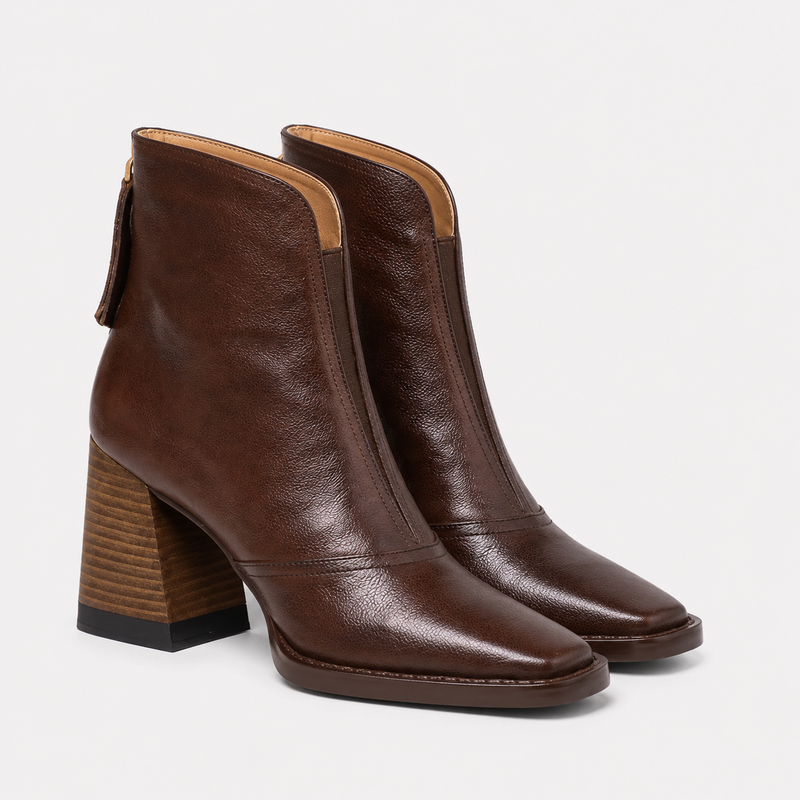 Bottines en similicuir à talons confortable - vue face