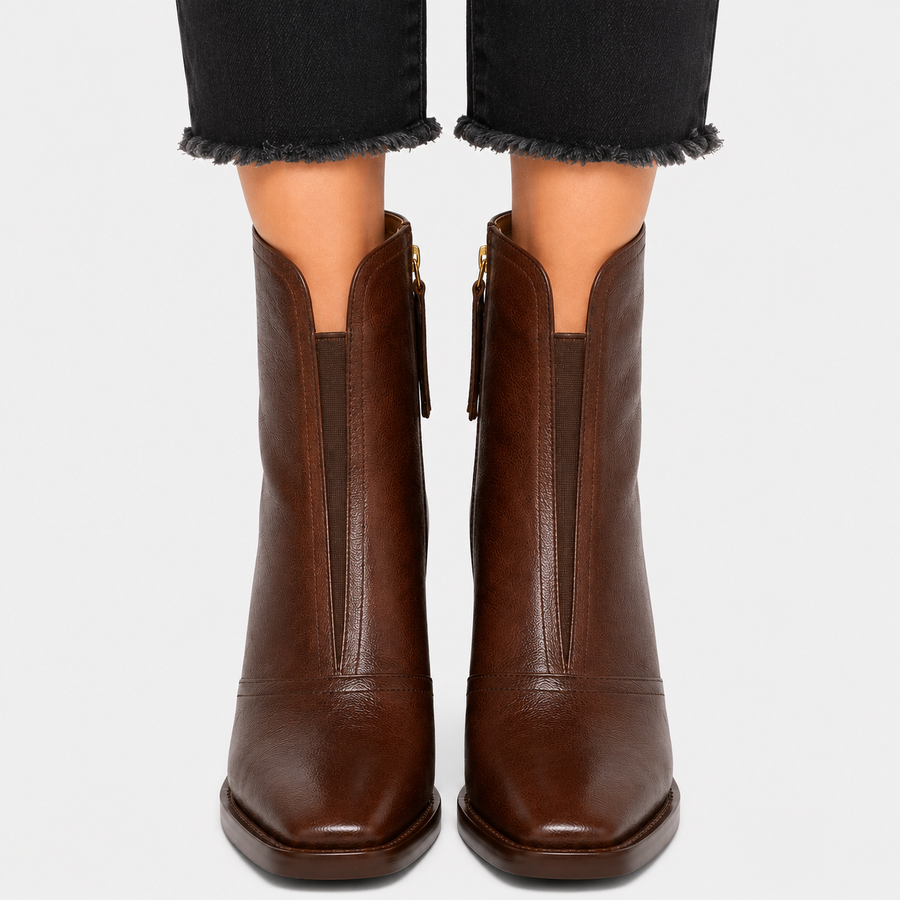 Bottines en similicuir à talons confortable - vue de côté