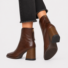 Women's Faux Leather Heeled Ankle Boots – Brown & Black - Brown
