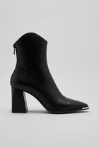 Women's Pointed-Toe Heeled Ankle Boots for the Office - Black