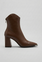 Women's Pointed-Toe Heeled Ankle Boots for the Office - Brown