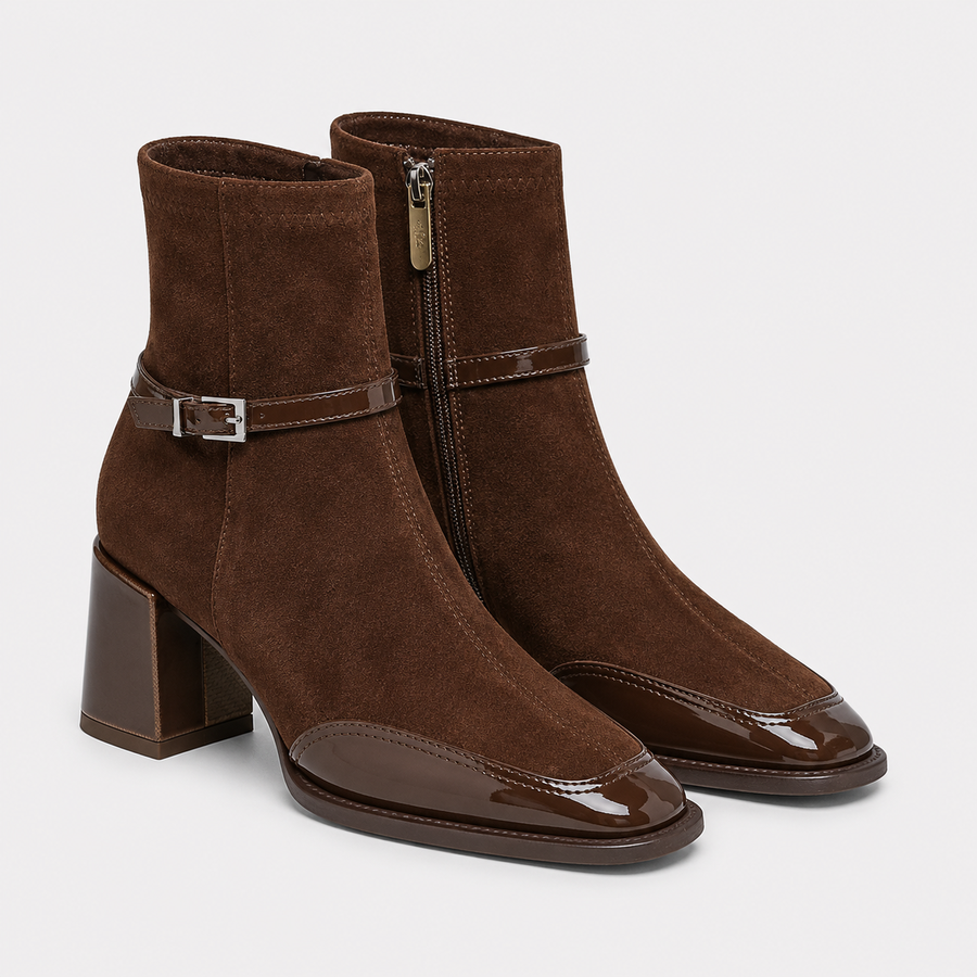 Bottines à talons en similicuir confortables - vue face