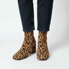 Women's Suede-Effect Heeled Ankle Boots - Leopard Print