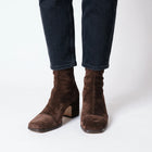Women's Suede-Effect Heeled Ankle Boots - Brown