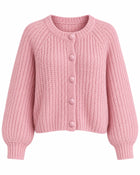 Women's Loose-Fit Round-Neck Cardigan - Pink