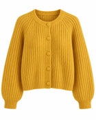 Women's Loose-Fit Round-Neck Cardigan - Ginger Yellow