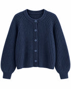 Women's Loose-Fit Round-Neck Cardigan - Royal Blue