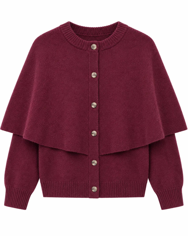 Cardigan cape femme manches courtes col carré