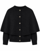 Women's Cape Cardigan – Short Sleeves Square Neck - Black