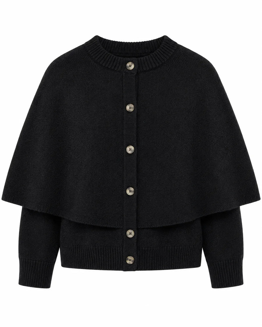 Cardigan cape femme manches courtes col carré