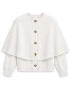 Women's Cape Cardigan – Short Sleeves Square Neck - White