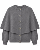 Women's Cape Cardigan – Short Sleeves Square Neck - Grey