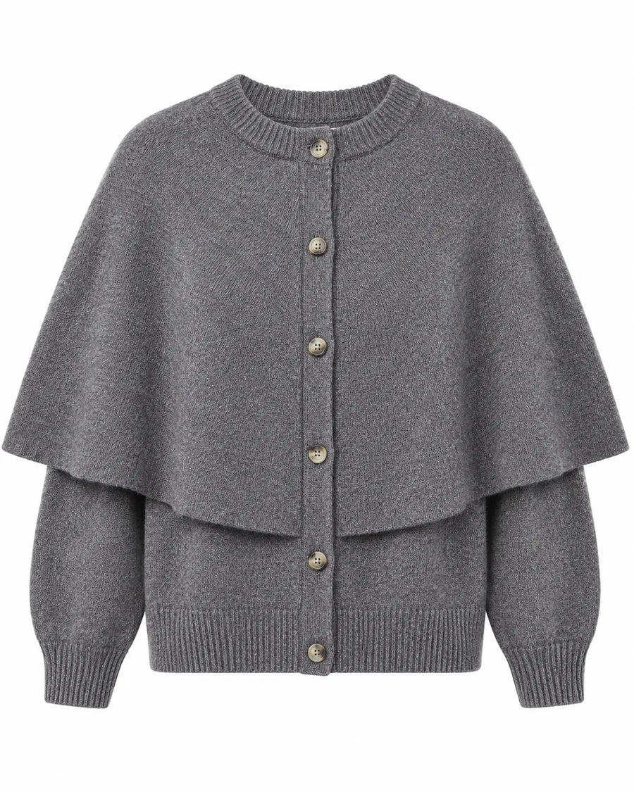 Cardigan cape femme manches courtes col carré