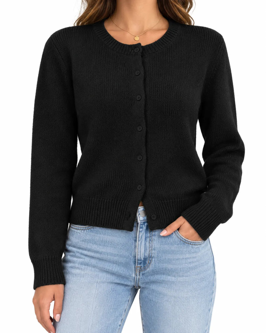 Cardigan Court Femme Col Rond Maille