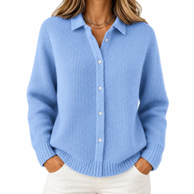 Cardigan en Maille Col Polo - Boutonné, Coupe Ample