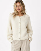 Women's Round-Neck Knit Cardigan - White