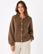 Women's Round-Neck Knit Cardigan - Black Coffee